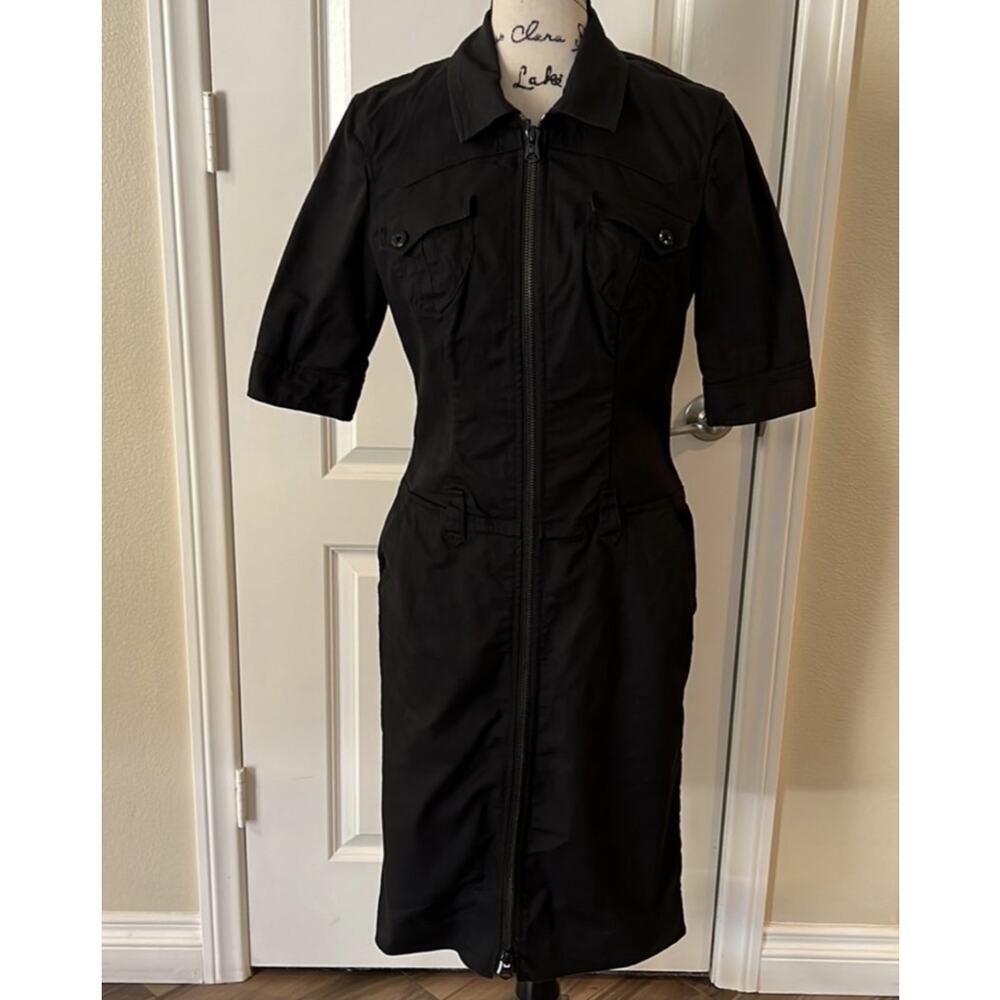 Armani Exchange Form Fitting Black Denim Like Dress in Size 2